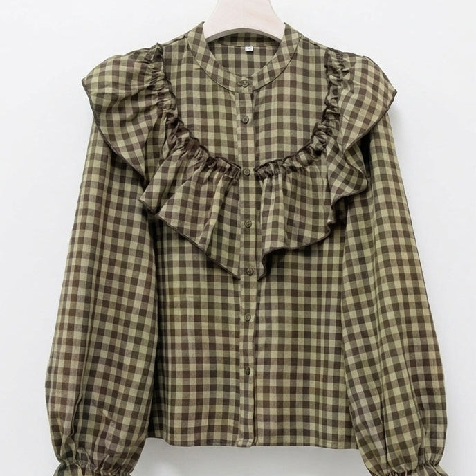 Camisa com babado em chadrez