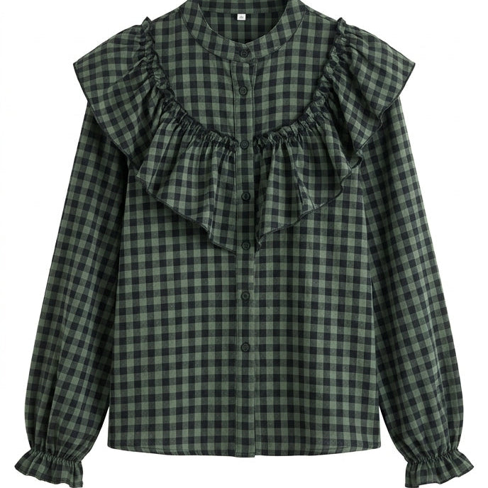 Camisa com babado em chadrez