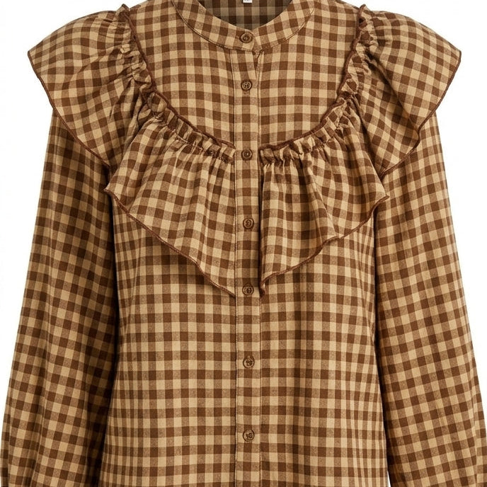 Camisa com babado em chadrez