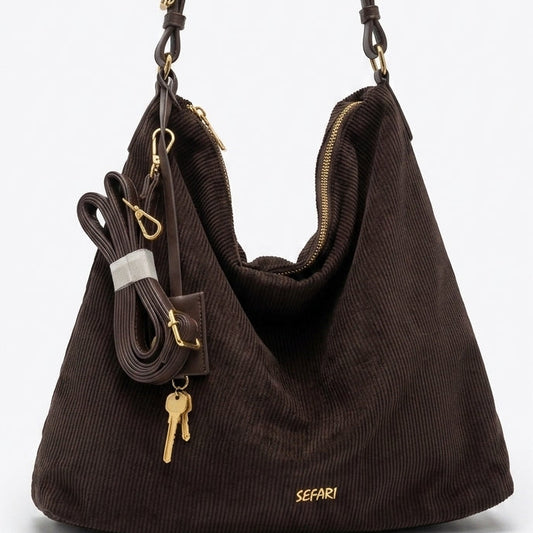 Bolsa Hobo em Veludo Cotelê