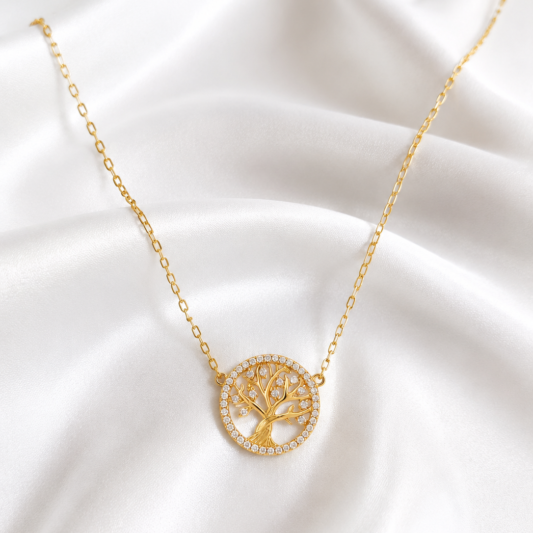 Colar Árvore da Vida em Aço Inoxidável Dourado