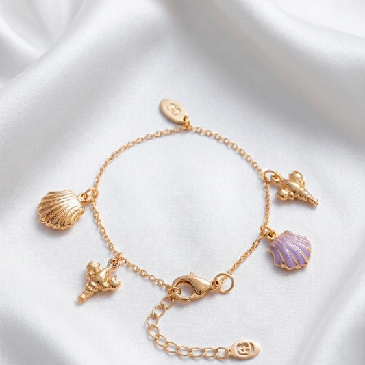 Pulseira Marítima com Pendentes Dourados e Esmaltados