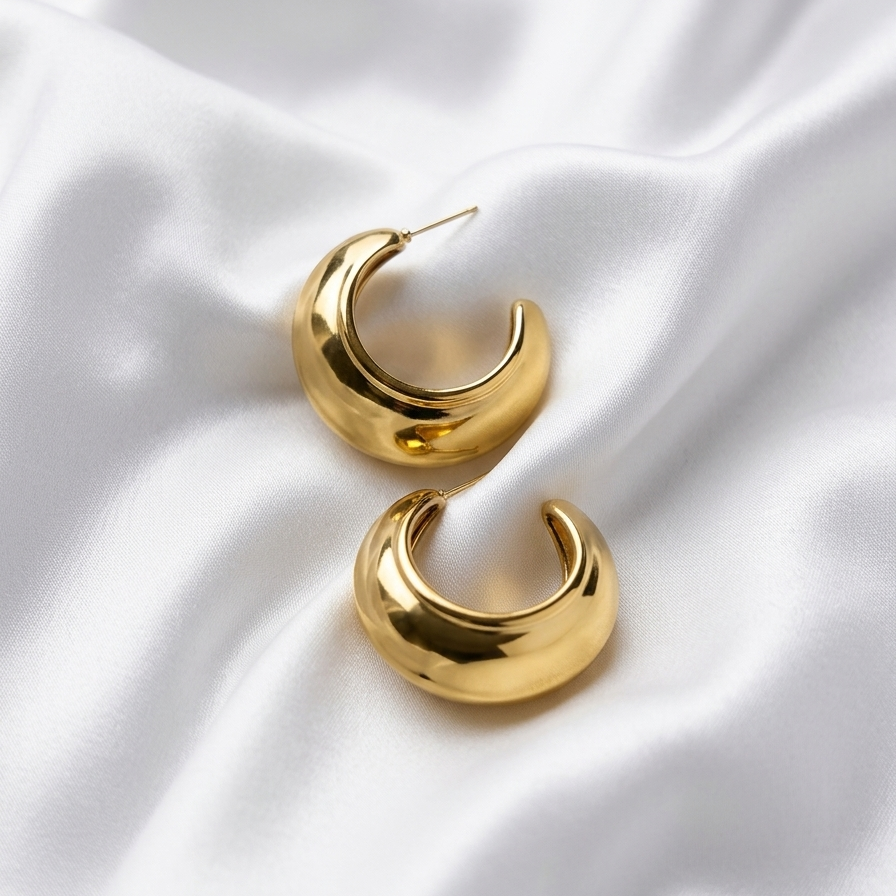 Dê um toque de elegância ao seu visual com estes lindos brincos de argola em dourado.